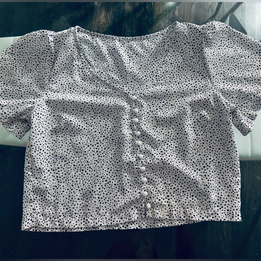 Button-down Polka Dot Top S